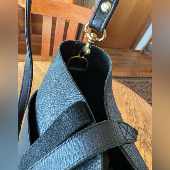 Madewell Large Black Leather Transport Tote Pristine Condition - Picture 1 of 14
